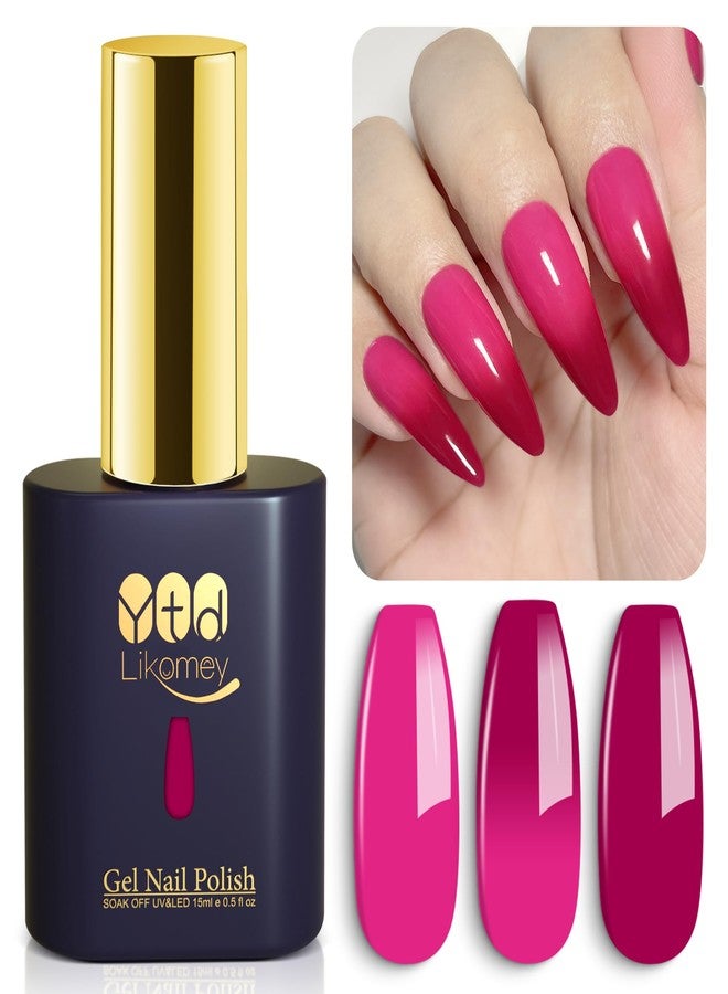 YTD Likomey Color Changing Gel Nail Polish,15ml Hot Pink To Berry Red Mood Temperature Change Colors Ombre Thermal Salon Home Nail Art Manicure UV Nail Varnish,WB211 - Image 1