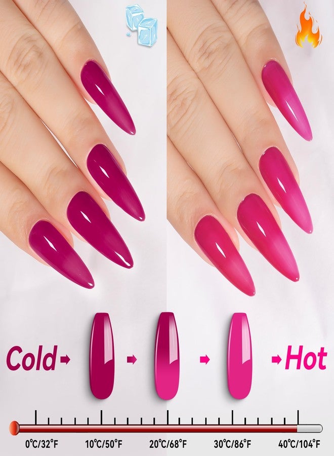 YTD Likomey Color Changing Gel Nail Polish,15ml Hot Pink To Berry Red Mood Temperature Change Colors Ombre Thermal Salon Home Nail Art Manicure UV Nail Varnish,WB211 - Image 3