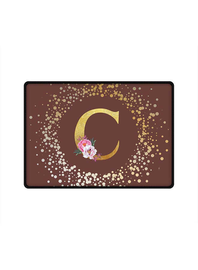Stylizedd Designer Gaming Mouse Pad  Anti-Skid Mousepad Large Keyboard Mouse Pad Desk Mat Custom Monogram Initial Letter Floral Pattern Alphabet - C  (Brown) - Image 1