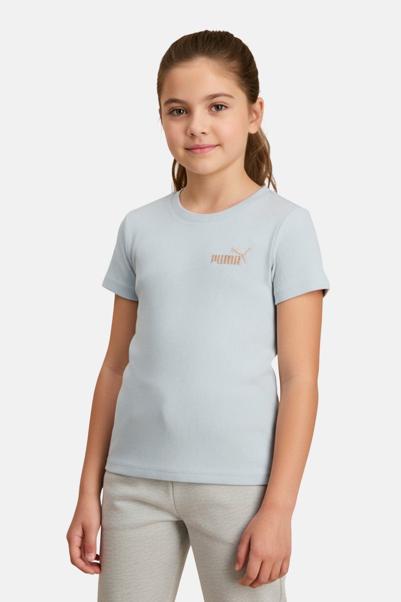 PUMA Kids Girl Crew Neck Short Sleeve Outdoor Top, Ice Blue - Image 1