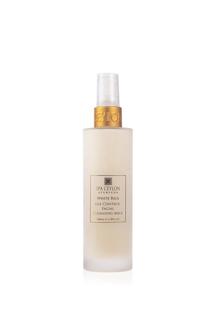 SPA CEYLON White Rice Age Control Facial Cleansing Milk | Natural Hydrating Face Cleanser with Rice Bran Oil for Deep Cleansing & Skin Vitality | Ayurveda | Suitable for All Skin Types | 100ml