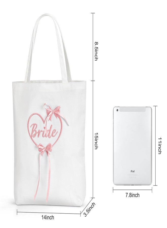 Etercycle Bride Tote Bag For Women, Pink Heart Bride Embroidery Wedding Gifts, Cute Bridal Purse Shoulder Bag For Bachelorette Party Wedding Bridesmaid Engagement Honeymoon Bridal Shower Gifts - Image 2