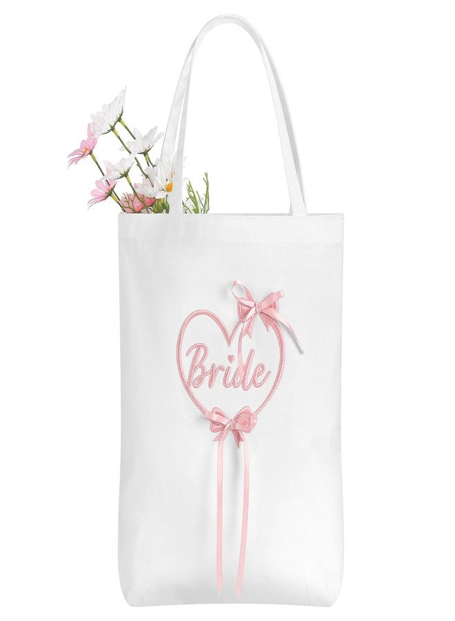 Etercycle Bride Tote Bag For Women, Pink Heart Bride Embroidery Wedding Gifts, Cute Bridal Purse Shoulder Bag For Bachelorette Party Wedding Bridesmaid Engagement Honeymoon Bridal Shower Gifts - Image 1