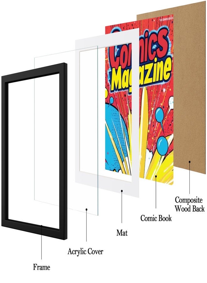 eletecpro Comic Book Frame, 1 Pack 8x12 Comic Picture Magazine Frame with Mat, Fits Current Comics up to 6 3/4" x 10 1/4", Wall or Tabletop Display, Black - Image 2