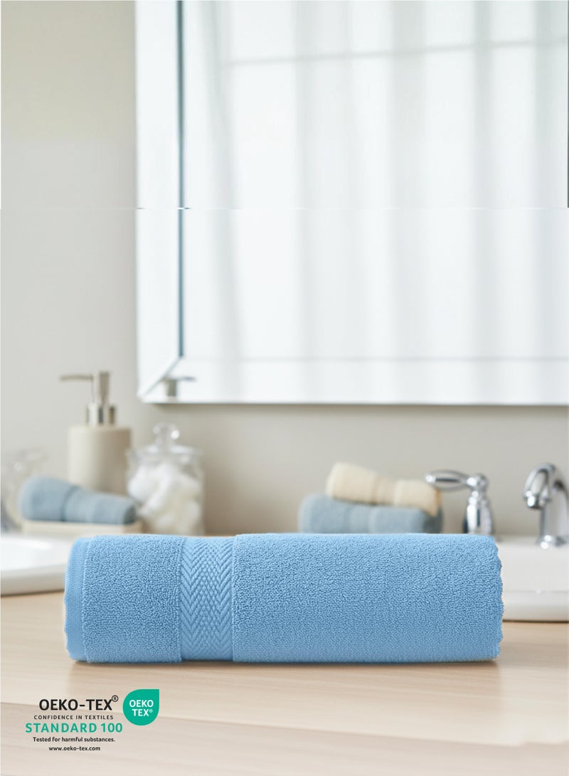 REST Luxury Towel Set Sky Blue Pack of 6 Cotton Soft Absorbent Washable Quick Dry Family Towel Set Includes , 1 Bath Sheet -100x150CM 1 Bath Towel -70X140CM 2 Hand Towel -50X100CM 2 FaceTowel-30X30CM - Image 2