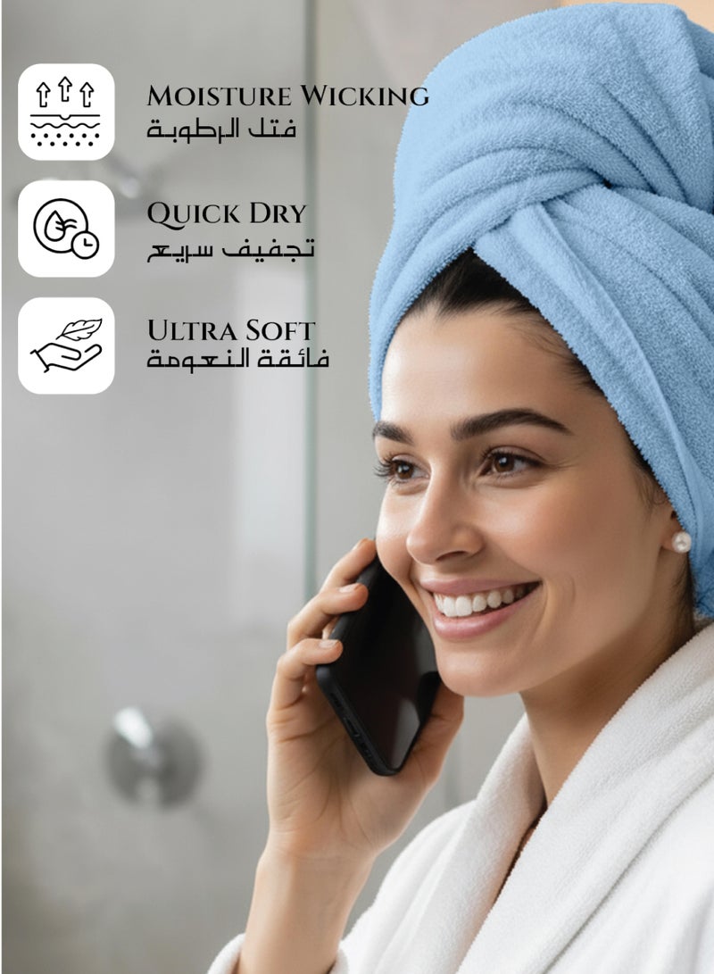 REST Luxury Towel Set Sky Blue Pack of 6 Cotton Soft Absorbent Washable Quick Dry Family Towel Set Includes , 1 Bath Sheet -100x150CM 1 Bath Towel -70X140CM 2 Hand Towel -50X100CM 2 FaceTowel-30X30CM - Image 4