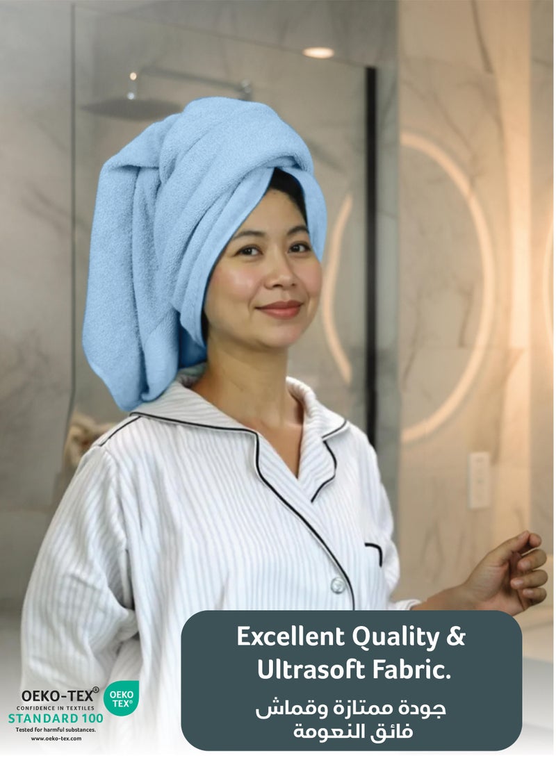 REST Luxury Towel Set Sky Blue Pack of 6 Cotton Soft Absorbent Washable Quick Dry Family Towel Set Includes , 1 Bath Sheet -100x150CM 1 Bath Towel -70X140CM 2 Hand Towel -50X100CM 2 FaceTowel-30X30CM - Image 3