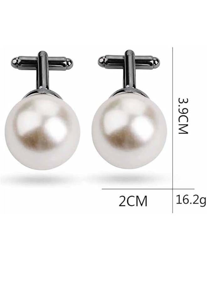 Gold Black Silver Cufflinks for Men Unique Pearl Round Turtle Flower Cuff Links Set Classic Wedding Business Shirt CuffLinks Set with Box - Image 2