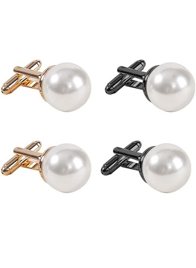 Gold Black Silver Cufflinks for Men Unique Pearl Round Turtle Flower Cuff Links Set Classic Wedding Business Shirt CuffLinks Set with Box - Image 1