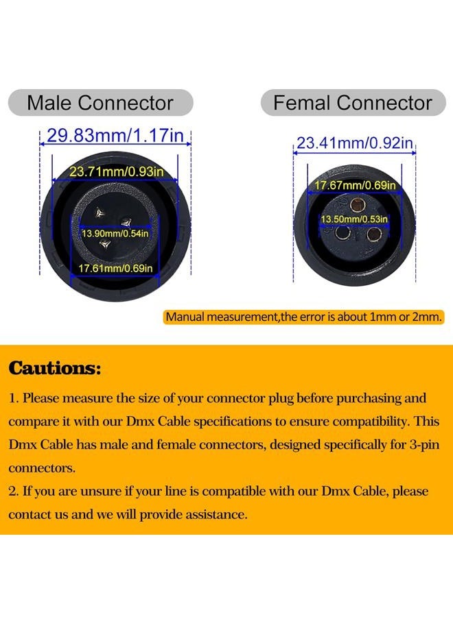 MADOWL Waterproof XLR Connection Wire 3m 9.8ft IP Rated Extension Cable, Outdoor Dmx Cable Connector Converter for Stage Lights Hand in Hand 3 Pin Dmx Terminator Plug Waterproof Wire Caps - Image 2