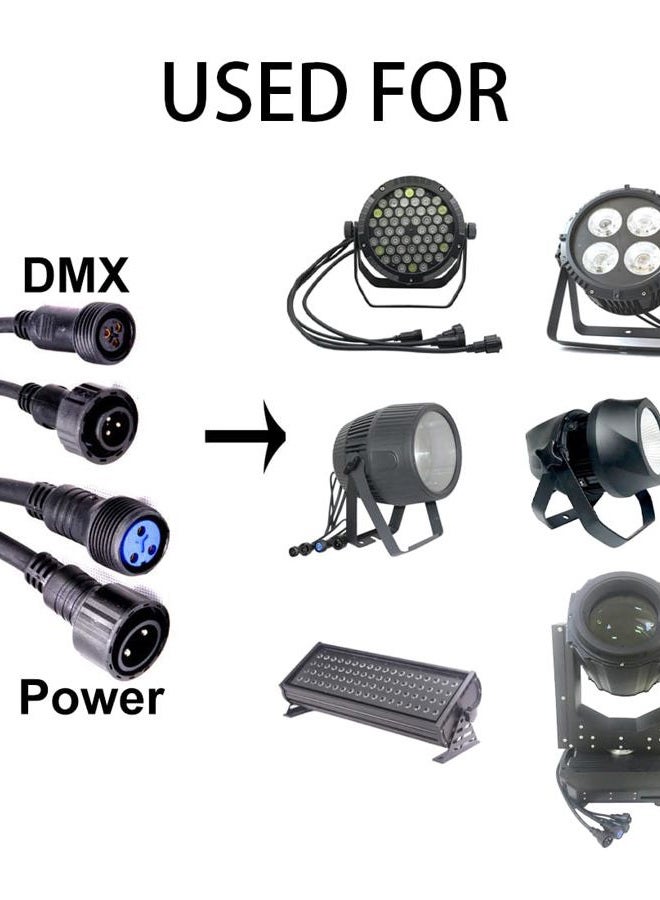 MADOWL Waterproof XLR Connection Wire 3m 9.8ft IP Rated Extension Cable, Outdoor Dmx Cable Connector Converter for Stage Lights Hand in Hand 3 Pin Dmx Terminator Plug Waterproof Wire Caps - Image 5