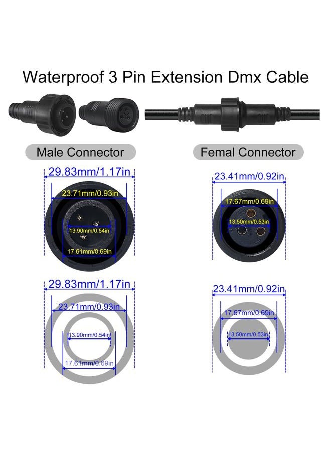MADOWL Waterproof XLR Connection Wire 3m 9.8ft IP Rated Extension Cable, Outdoor Dmx Cable Connector Converter for Stage Lights Hand in Hand 3 Pin Dmx Terminator Plug Waterproof Wire Caps - Image 3