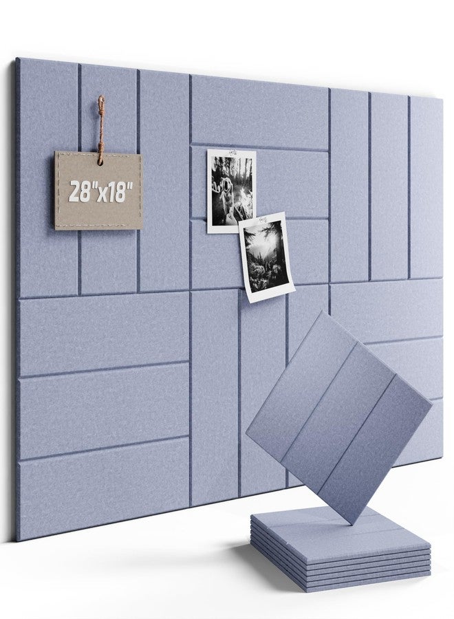 Fluxynara Felt Bulletin Board Tiles -28"x19" with 40 Adhesive Tabs, Small Slat Wall Alternative for Office Decor, Push Pin Board Wall Organizer -6-Pack(Soft Periwinkle) - Image 1