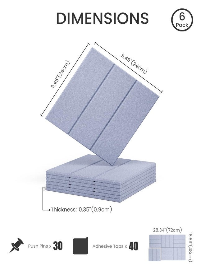 Fluxynara Felt Bulletin Board Tiles -28"x19" with 40 Adhesive Tabs, Small Slat Wall Alternative for Office Decor, Push Pin Board Wall Organizer -6-Pack(Soft Periwinkle) - Image 2