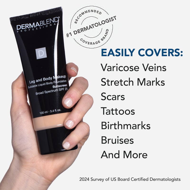 Dermablend Leg and Body Makeup Foundation with SPF 25, 45W Tan Honey, 3.4 Fl. Oz. - Image 3