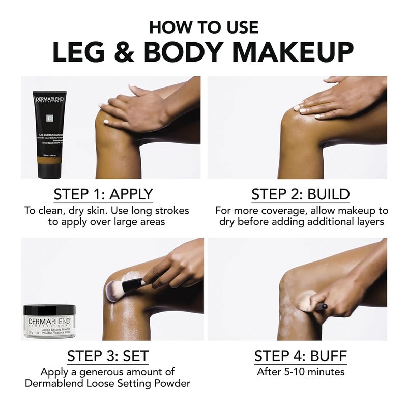 Dermablend Leg and Body Makeup Foundation with SPF 25, 45W Tan Honey, 3.4 Fl. Oz. - Image 4