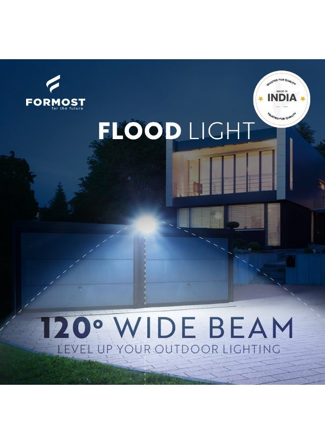 Formost 50W LED Flood Light Outdoor IP66 Weatherproof | High Brightness Exterior Security Light | Die-Cast Aluminium Body | 5 Year Replacement Warranty | Made in India | Pack of 1 - Image 4