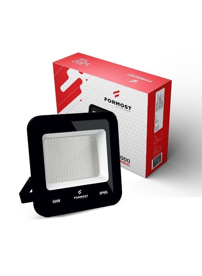 Formost 50W LED Flood Light Outdoor IP66 Weatherproof | High Brightness Exterior Security Light | Die-Cast Aluminium Body | 5 Year Replacement Warranty | Made in India | Pack of 1 - Image 1