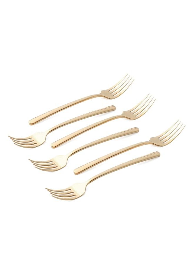 Life Smile 12pcs Cutlery Set, 18/10 Stainless Steel, Flatware Set, 12pcs Dinner Fork, Shine Champagne Gold, for Home Kitchen, Mirror Polished - Dishwasher Safe - Image 2