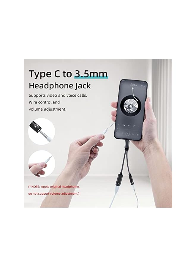 Mcbazel 2 in 1 USB-C to 3.5mm Audio Charger Adapter,Type C to Headphone Jack Fast Charging Converter Adapter for Mobile Phone/Macbook/iPad Pro -Black - Image 4