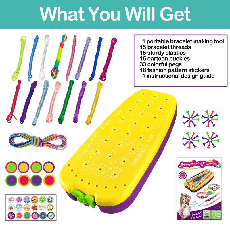 Topdiaos Friendship Bracelet Making Kit Toys Ages 7 8 9 10 11 12 Year Old Girls Gifts Ideas Birthday Present for Teen Girl Arts and Crafts String Maker Tool Bracelet DIY Kids Travel Activity Set - Image 3