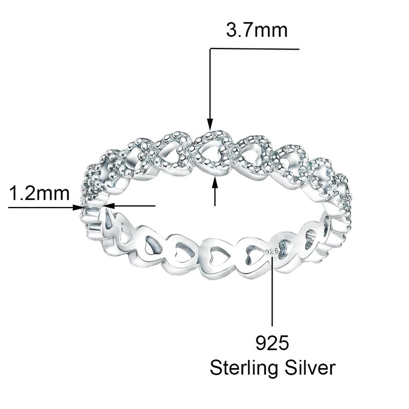 Savlano 925 Sterling Silver Bezel Hearts Stackable Ring Band for Women - Made in Italy Comes With a Gift Box (7) - Image 2