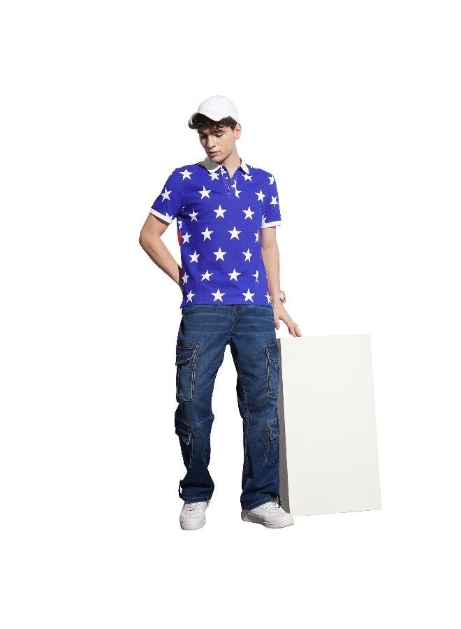 Being Human Mens Blue Polo Collar Short Sleeve Polo T-Shirt - Image 4