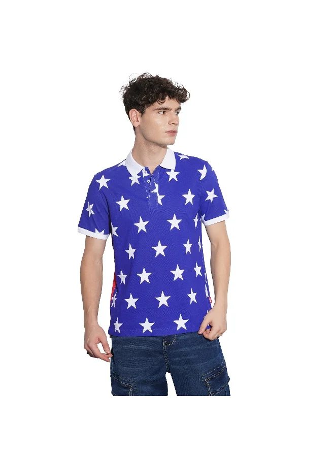 Being Human Mens Blue Polo Collar Short Sleeve Polo T-Shirt