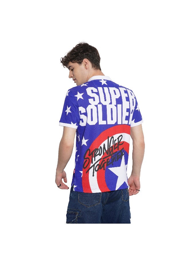 Being Human Mens Blue Polo Collar Short Sleeve Polo T-Shirt - Image 3