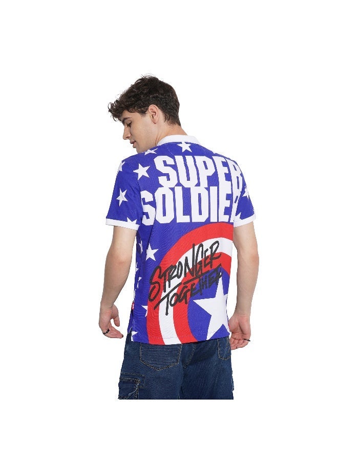 Being Human Mens Blue Polo Collar Short Sleeve Polo T-Shirt - Image 3