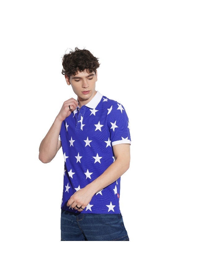 Being Human Mens Blue Polo Collar Short Sleeve Polo T-Shirt - Image 1