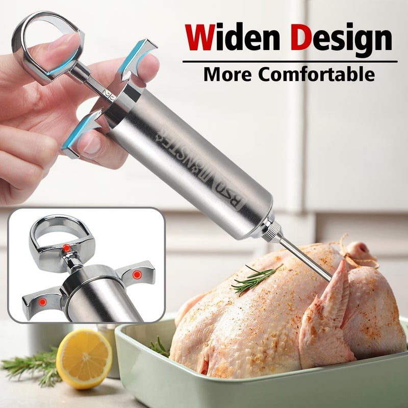 OFG BSQ MONSTER Meat Injector Syringe Kit with 4 Professional Marinade Injector Needles and Travel Case for BBQ Grill Smoker, Turkey, Brisket; 2-oz Capacity; Paper User Manual and E-Book (PDF) - Image 2