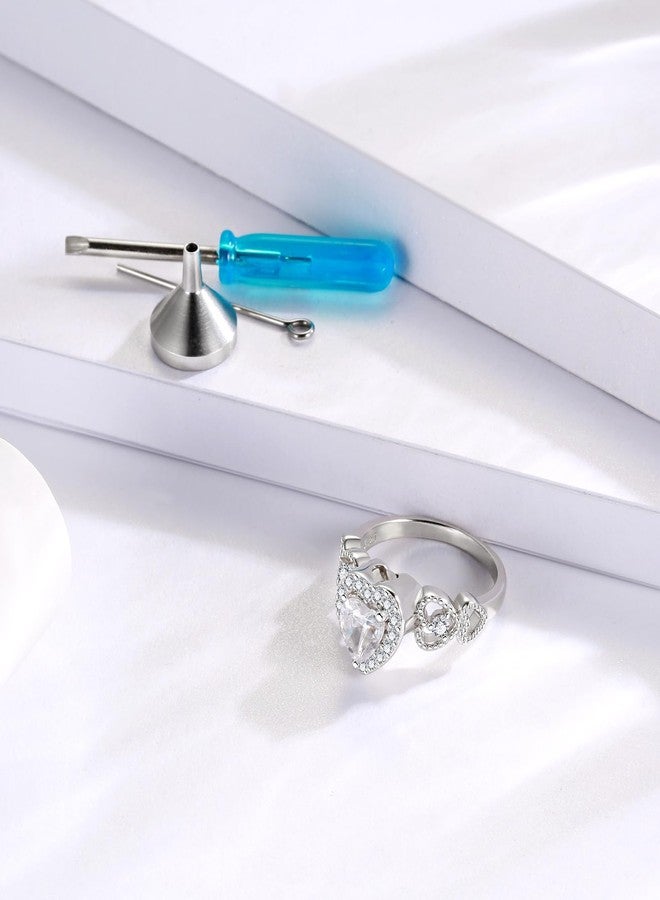 MANBU Sterling Silver Urn Ring for Ashes: Women Cubic Zirconia Heart Ash Ring Memorial Cremation Jewelry Bereavement Keepsakes Gift for Loss Of A Loved One (Size 9) - Image 3