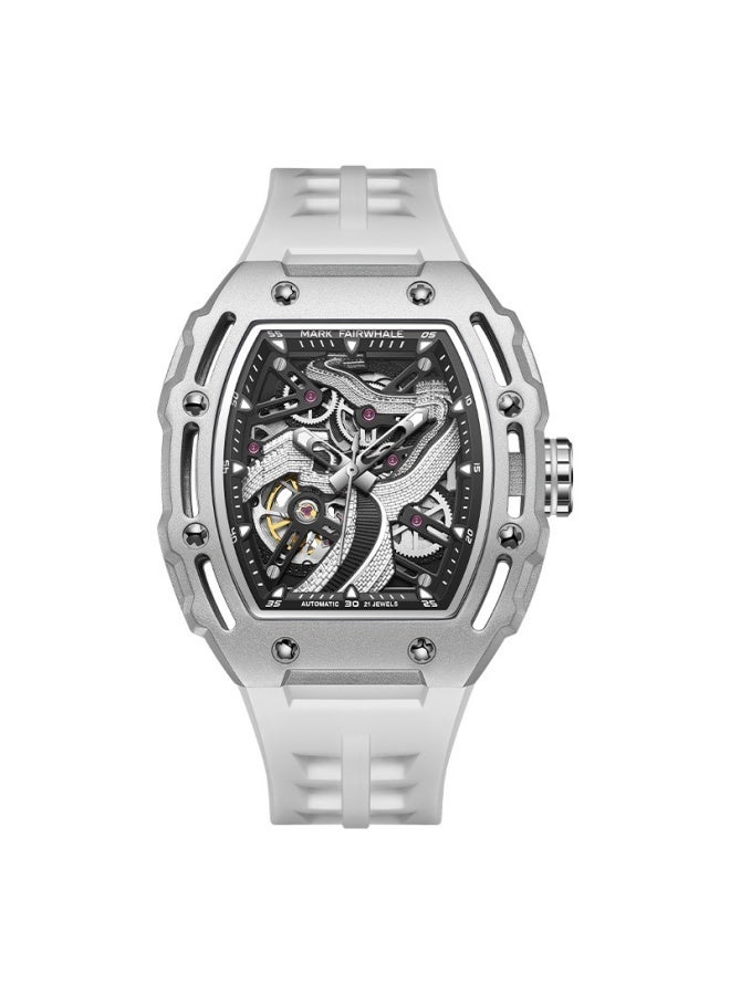 Mark Fairwhale Men's Automatic Mechanical Watch - Skeleton Dial with 3D Carvings, Luminous Hands, and Stainless Steel Case - Image 1
