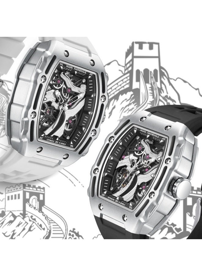 Mark Fairwhale Men's Automatic Mechanical Watch - Skeleton Dial with 3D Carvings, Luminous Hands, and Stainless Steel Case - Image 2