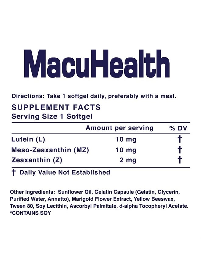 Macuhealth - Triple Carotenoid Formula - Eye Vitamins for Adults - 90 Softgels, 3 Month Supply - Image 1