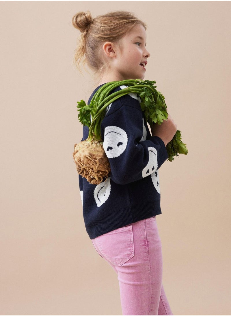 NAME IT - Kids Knitted Smile Print Sweater - Image 1