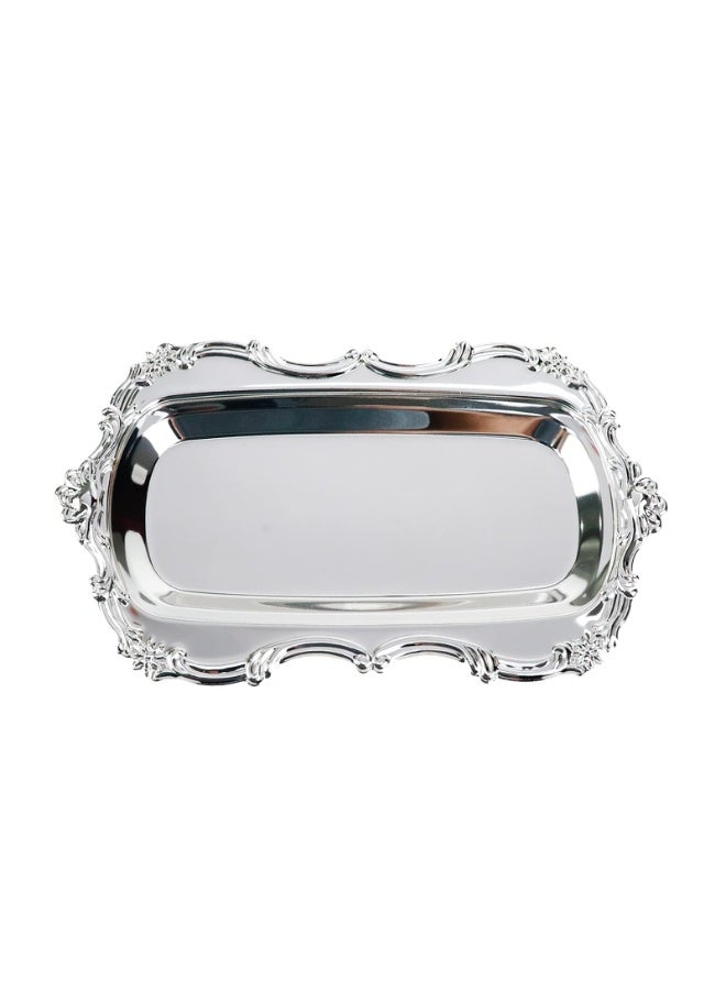 Vintage Silver Ornate Decorative Serving Tray, Small Metal Display Dish, 7.87x4.72 inch - Image 1