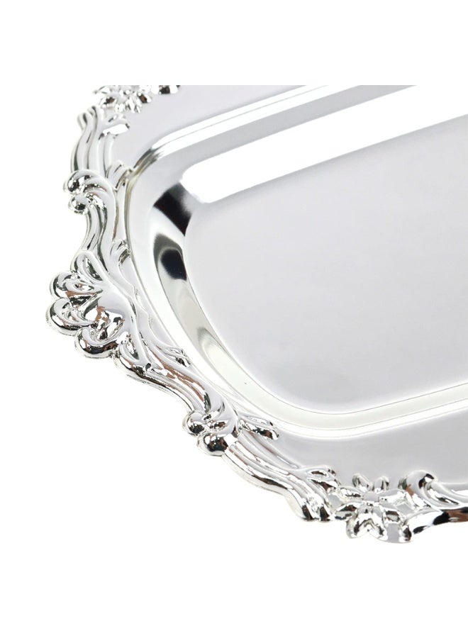 Vintage Silver Ornate Decorative Serving Tray, Small Metal Display Dish, 7.87x4.72 inch - Image 5