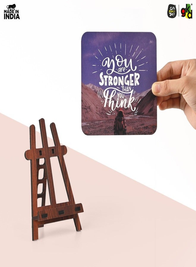Gift Kya De GKD Motivational Wooden Table Top Frame - You Are Stronger Than You Think Inspirational Quote | Desk Decor for Confidence & Strength | Motivational Gift Frame (7x5.5 inch) - Image 2