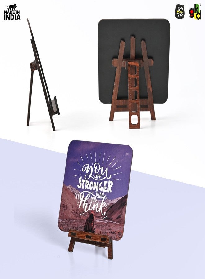 Gift Kya De GKD Motivational Wooden Table Top Frame - You Are Stronger Than You Think Inspirational Quote | Desk Decor for Confidence & Strength | Motivational Gift Frame (7x5.5 inch) - Image 4