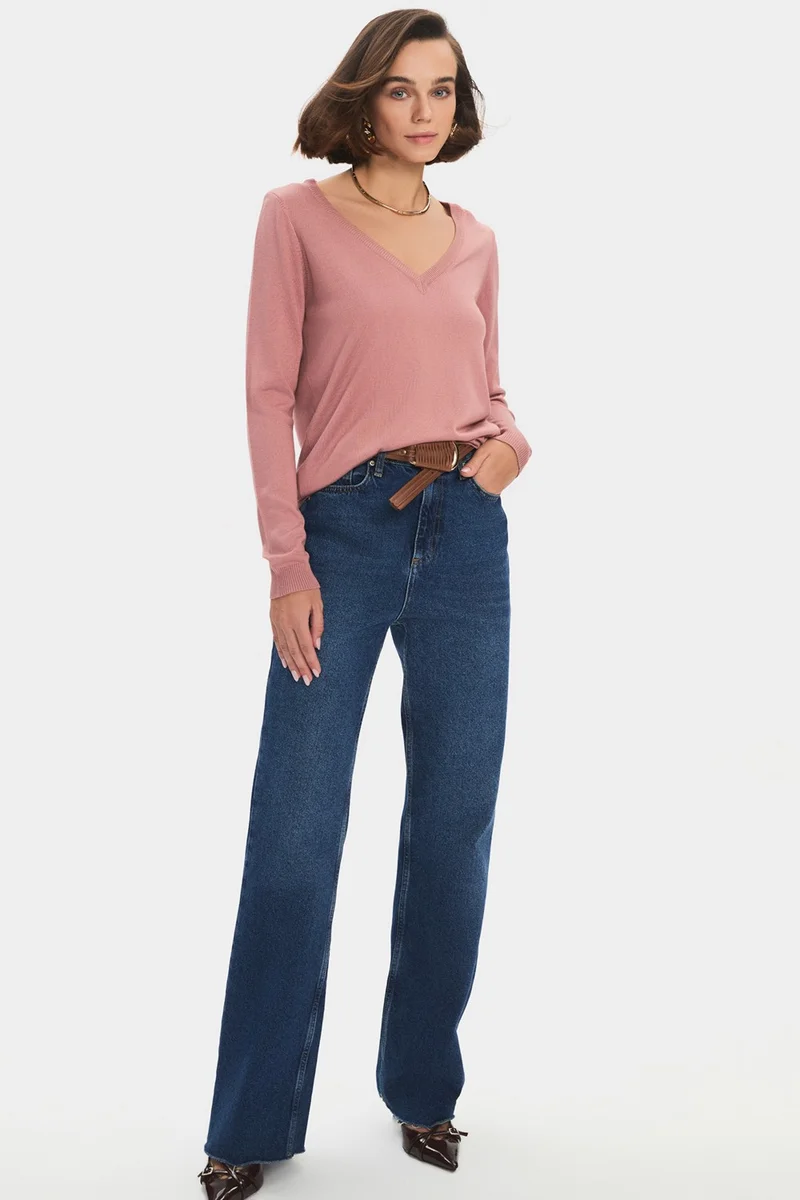 JUNE Women's Exclusive V Neck Viscose Blend Knitwear Sweater