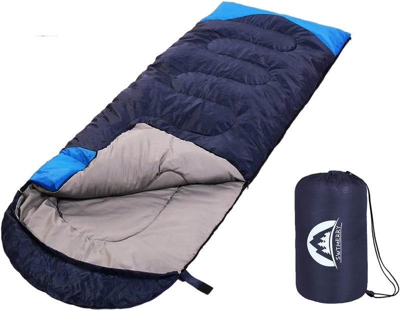 SWTMERRY Sleeping Bag 3 Seasons (Summer, Spring, Fall) Warm & Cool Weather - Lightweight,Waterproof Indoor & Outdoor Use for Kids, Teens & Adults for Hiking and Camping - Image 1