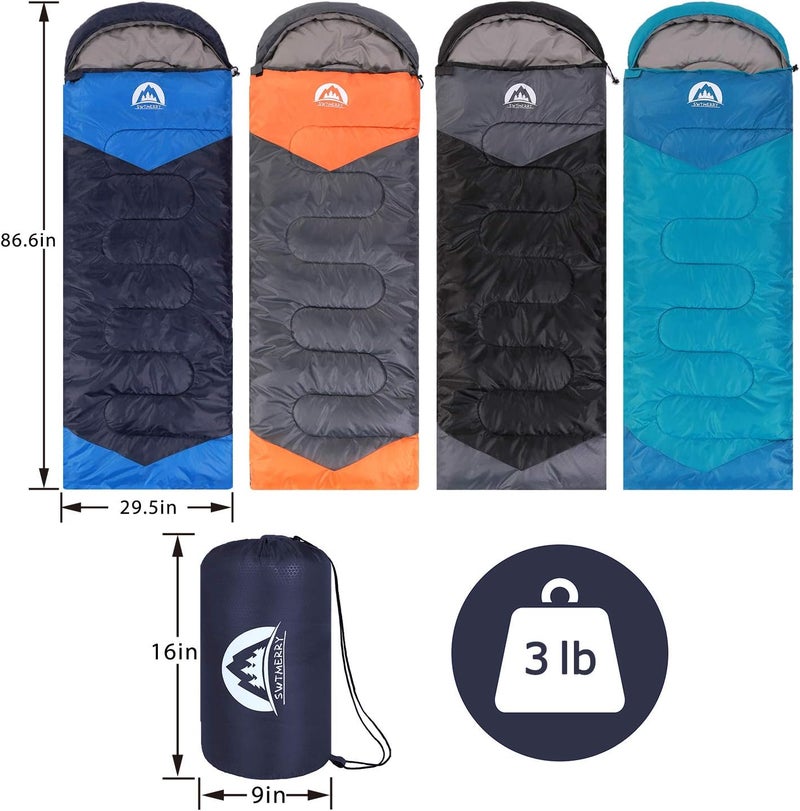 SWTMERRY Sleeping Bag 3 Seasons (Summer, Spring, Fall) Warm & Cool Weather - Lightweight,Waterproof Indoor & Outdoor Use for Kids, Teens & Adults for Hiking and Camping - Image 2