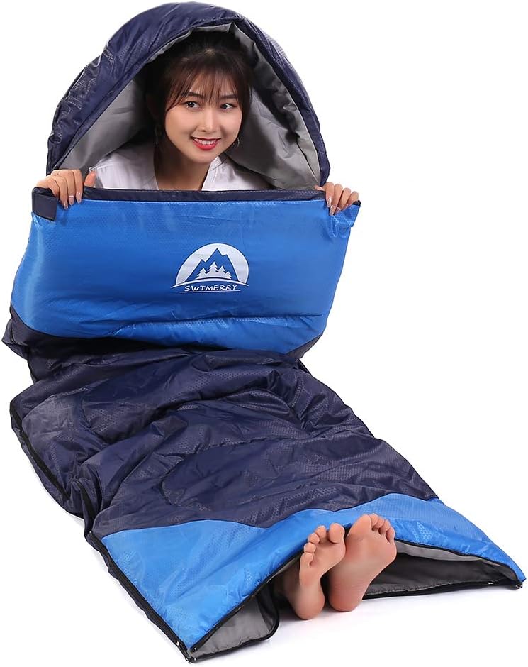 SWTMERRY Sleeping Bag 3 Seasons (Summer, Spring, Fall) Warm & Cool Weather - Lightweight,Waterproof Indoor & Outdoor Use for Kids, Teens & Adults for Hiking and Camping - Image 3
