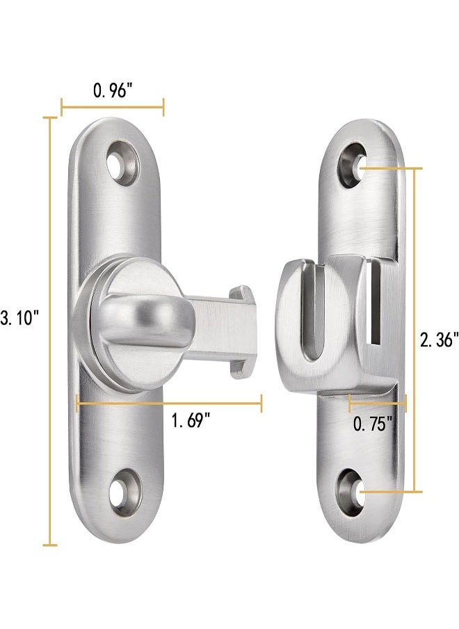 Generic Silvery Barn Door Latches,90/180 Degree Gate Lock,Flip Gate Latches Hardware,Zinc Alloy Right Angle Door Lock Latch,Door Security Sliding Door Latch Lock for Cabinets,Bathroom  - Image 2