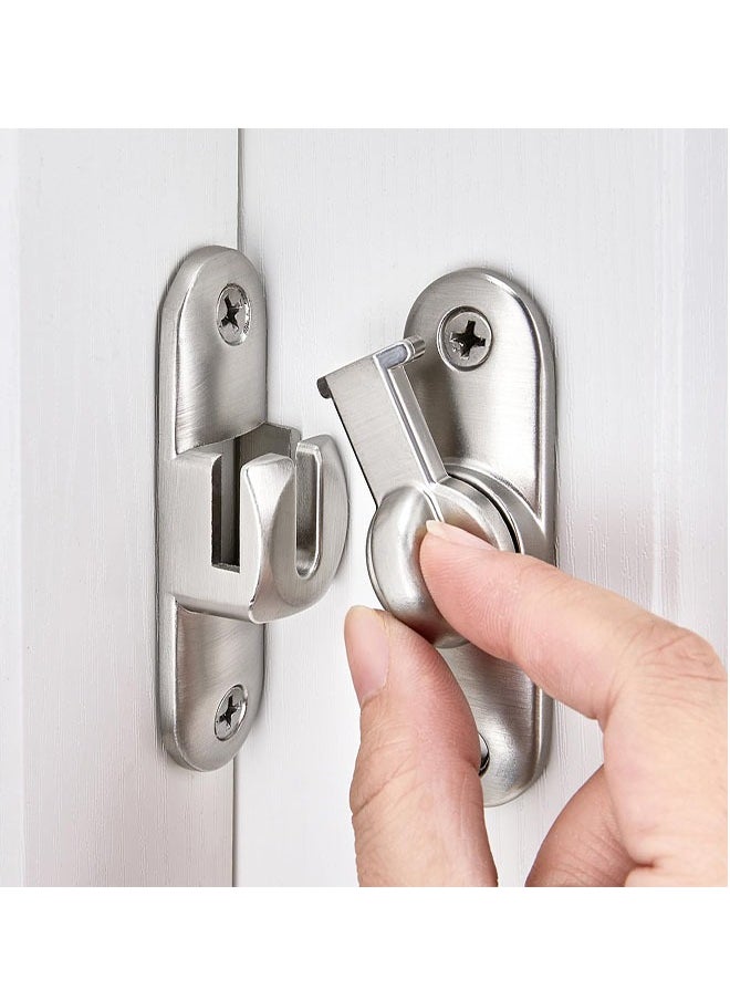 Generic Silvery Barn Door Latches,90/180 Degree Gate Lock,Flip Gate Latches Hardware,Zinc Alloy Right Angle Door Lock Latch,Door Security Sliding Door Latch Lock for Cabinets,Bathroom  - Image 3