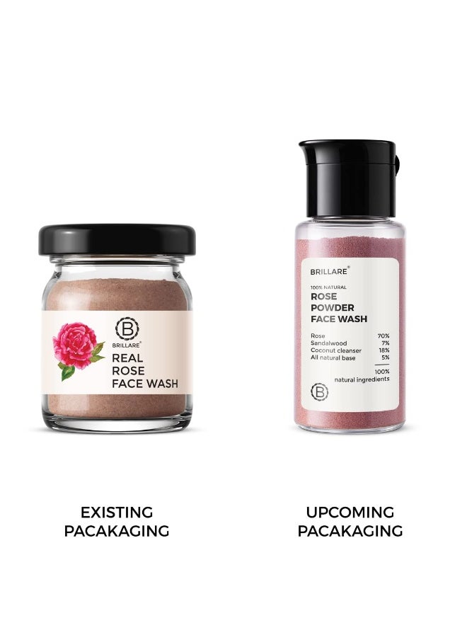 BRILLARE Rose Face Wash, Anti Ageing Skin, Sandalwood & Coconut Face Wash for Hydration, Reduce Wrinkles & Provides Supple Look, 100% Natural Powder Face Wash, 15g  - Image 5