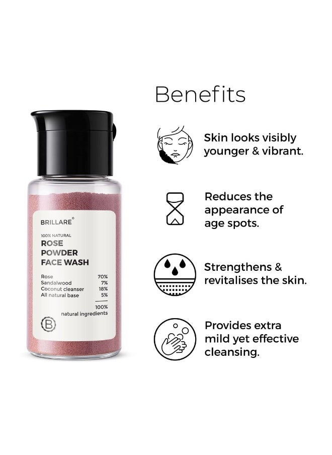 BRILLARE Rose Face Wash, Anti Ageing Skin, Sandalwood & Coconut Face Wash for Hydration, Reduce Wrinkles & Provides Supple Look, 100% Natural Powder Face Wash, 15g  - Image 3