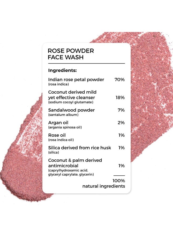BRILLARE Rose Face Wash, Anti Ageing Skin, Sandalwood & Coconut Face Wash for Hydration, Reduce Wrinkles & Provides Supple Look, 100% Natural Powder Face Wash, 15g  - Image 2